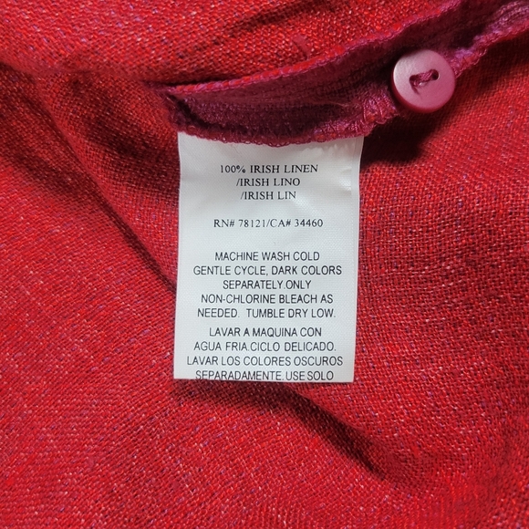 Eileen Fisher 100% Linen Top Womens S Pink Sleeveless Button Up Mandarin Collar - Picture 6 of 8